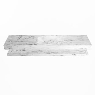 Mondiaz ALAN-DLUX 200cm planchet Glace. Vrijhangende wastafel CLOUD midden zonder kraangat, kleur Glace.
