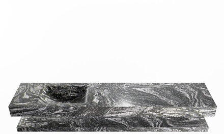 Mondiaz ALAN-DLUX 200cm planchet Lava. Vrijhangende wastafel CLOUD links 1 kraangat, kleur Lava. Frappe