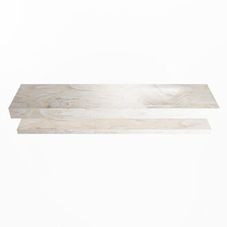 Mondiaz ALAN-DLUX 200cm planchet Ostra. Vrijhangende wastafel CLOUD rechts 1 kraangat, kleur Ostra.