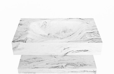 Mondiaz ALAN-DLUX 70cm planchet Glace. Vrijhangende wastafel CLOUD midden 1 kraangat, kleur Glace.