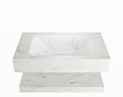 Mondiaz ALAN-DLUX 70cm planchet Opalo. Vrijhangende wastafel CLOUD midden 1 kraangat, kleur Opalo.