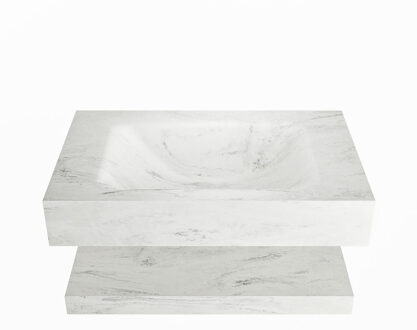 Mondiaz ALAN-DLUX 70cm planchet Opalo. Vrijhangende wastafel CLOUD midden zonder kraangat, kleur Opalo.
