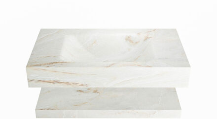 Mondiaz ALAN-DLUX 80cm planchet Frappe. Vrijhangende wastafel CLOUD midden 1 kraangat, kleur Frappe.