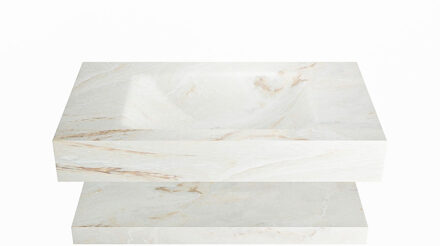 Mondiaz ALAN-DLUX 80cm planchet Frappe. Vrijhangende wastafel CLOUD midden zonder kraangat, kleur Frappe.