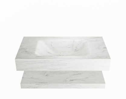 Mondiaz ALAN-DLUX 80cm planchet Opalo. Vrijhangende wastafel CLOUD midden zonder kraangat, kleur Opalo.