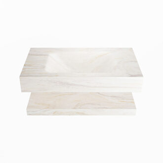 Mondiaz ALAN-DLUX 80cm planchet Ostra. Vrijhangende wastafel CLOUD midden zonder kraangat, kleur Ostra.