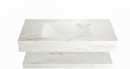 Mondiaz ALAN-DLUX 90cm planchet Frappe. Vrijhangende wastafel CLOUD midden zonder kraangat, kleur Frappe.