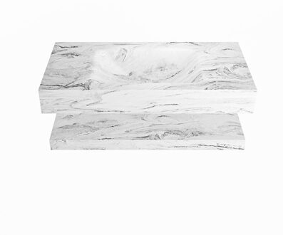 Mondiaz ALAN-DLUX 90cm planchet Glace. Vrijhangende wastafel CLOUD midden 1 kraangat, kleur Glace.