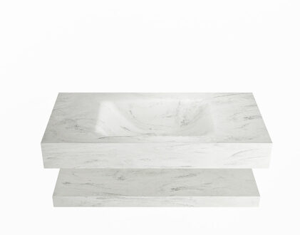 Mondiaz ALAN-DLUX 90cm planchet Opalo. Vrijhangende wastafel CLOUD midden 1 kraangat, kleur Opalo.