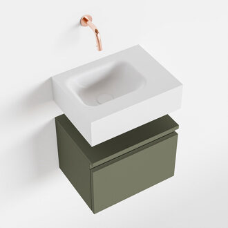 Mondiaz ANDOR 40cm toiletmeubel army. LEX 40cm wastafel talc links geen kraangat