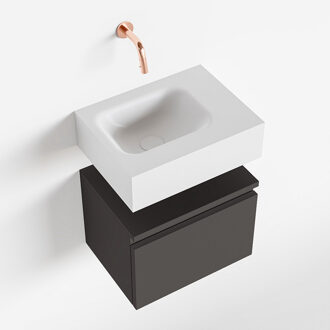 Mondiaz ANDOR 40cm toiletmeubel dark grey. LEX 40cm wastafel talc links geen kraangat