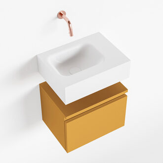 Mondiaz ANDOR 40cm toiletmeubel ocher. LEX 40cm wastafel talc links geen kraangat