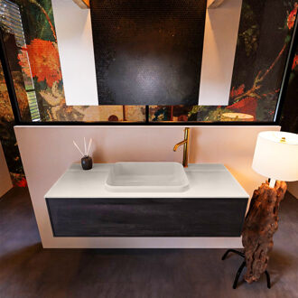 Mondiaz Badkamermeubelset Mondiaz Erin 120 cm met 1 Lade met RIDGE Wastafel Midden Linen met 1 kraangat Greeploos Mat Antracite Antraciet