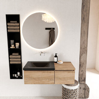 Mondiaz BUKLA 100cm badmeubel met module 40 kleur Washed Oak met 2 lades. Wastafel CLOUD links 0 kraangaten kleur Urban.