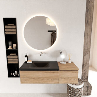 Mondiaz BUKLA 120cm badmeubel met module 40 kleur Washed Oak met 2 lades. Wastafel CLOUD links 0 kraangaten kleur Urban.