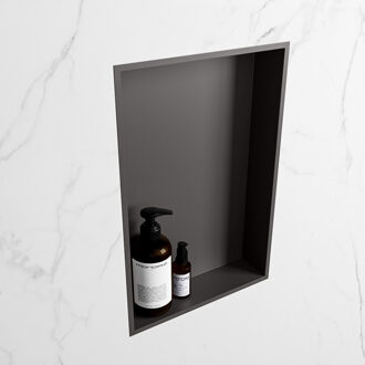 Mondiaz EASY Nis 44,5x29,5cm in solid surface kleur DarkGrey | DarkGrey. 1 vak geschikt voor in- of opbouw Dark Grey