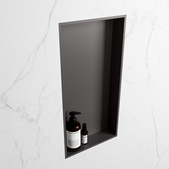 Mondiaz EASY Nis 59,5x29,5cm in solid surface kleur DarkGrey | DarkGrey. 1 vak geschikt voor in- of opbouw Dark Grey