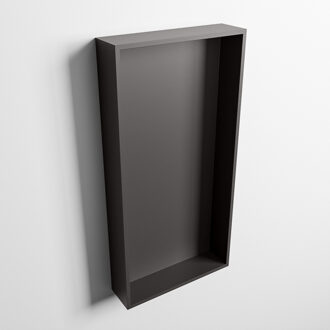 Mondiaz EASY Nis 59,5x29,5cm in solid surface kleur DarkGrey | DarkGrey. 1 vak geschikt voor in- of opbouw Dark Grey