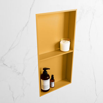 Mondiaz EASY Nis 59,5x29,5cm in solid surface kleur Ocher | Ocher. 2 vakken geschikt voor in- of opbouw