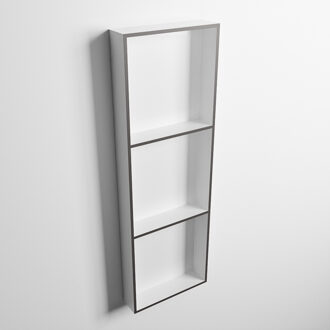 Mondiaz EASY Nis 89,5x29,5cm in solid surface kleur DarkGrey | Talc. 3 vakken geschikt voor in- of opbouw Dark Grey