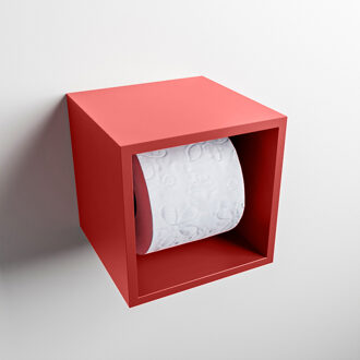 Mondiaz Easy Toiletrolhouder CUBE 160 solid surface 16x16cm kleur Fire. Geschikt voor op en inbouw.