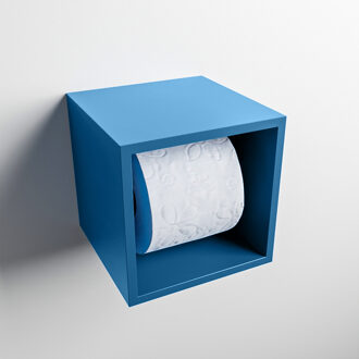 Mondiaz Easy Toiletrolhouder CUBE 160 solid surface 16x16cm kleur Jeans. Geschikt voor op en inbouw.