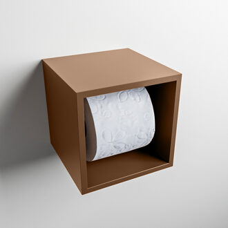 Mondiaz Easy Toiletrolhouder CUBE 160 solid surface 16x16cm kleur Rust. Geschikt voor op en inbouw.