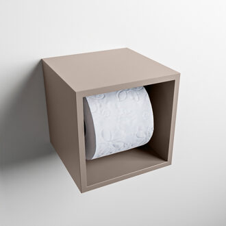 Mondiaz Easy Toiletrolhouder CUBE 160 solid surface 16x16cm kleur Smoke. Geschikt voor op en inbouw.