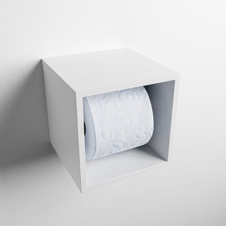 Mondiaz Easy Toiletrolhouder CUBE 160 solid surface 16x16cm kleur Talc. Geschikt voor op en inbouw.