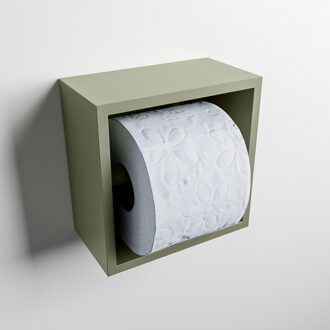 Mondiaz Easy Toiletrolhouder CUBE 160 solid surface 16x8,6cm kleur Army. Geschikt voor op en inbouw.