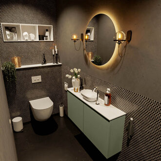 Mondiaz FOWY toiletmeubel 100cm kleur army. Waskom positie midden kleur talc | talc. Met 1 kraangat