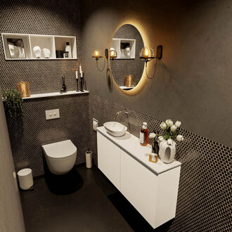 Mondiaz FOWY toiletmeubel 100cm kleur talc. Waskom positie links kleur talc | talc. Zonder kraangat