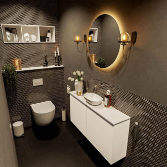 Mondiaz FOWY toiletmeubel 100cm kleur talc. Waskom positie midden kleur talc | talc. Zonder kraangat