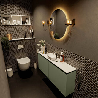 Mondiaz FOWY toiletmeubel 120cm kleur army. Waskom positie midden kleur talc | talc. Met 1 kraangat