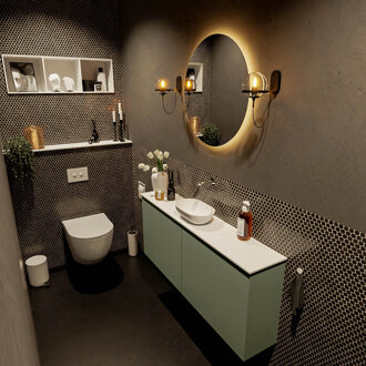 Mondiaz FOWY toiletmeubel 120cm kleur army. Waskom positie midden kleur talc | talc. Zonder kraangat