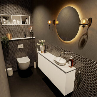 Mondiaz FOWY toiletmeubel 120cm kleur talc. Waskom positie rechts kleur talc | talc. Zonder kraangat