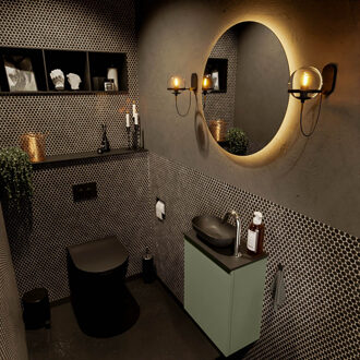 Mondiaz FOWY toiletmeubel 40cm kleur army. Waskom positie links kleur urban | urban. Met 1 kraangat