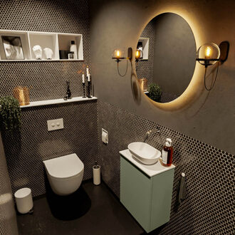 Mondiaz FOWY toiletmeubel 40cm kleur army. Waskom positie midden kleur talc | talc. Zonder kraangat