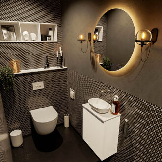 Mondiaz FOWY toiletmeubel 40cm kleur talc. Waskom positie midden kleur talc | talc. Zonder kraangat