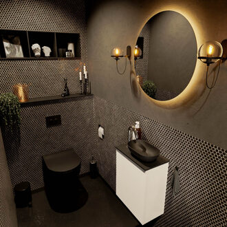 Mondiaz FOWY toiletmeubel 40cm kleur talc. Waskom positie rechts kleur urban | urban. Met 1 kraangat