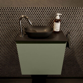 Mondiaz FOWY toiletmeubel 50cm kleur army. Waskom positie links kleur urban | urban. Met 1 kraangat