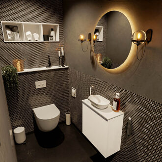 Mondiaz FOWY toiletmeubel 50cm kleur talc. Waskom positie links kleur talc | talc. Met 1 kraangat