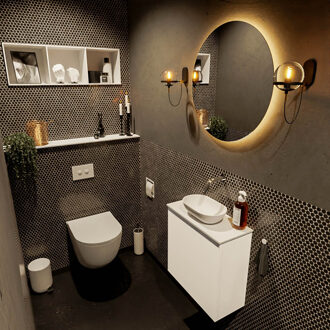 Mondiaz FOWY toiletmeubel 50cm kleur talc. Waskom positie midden kleur talc | talc. Zonder kraangat