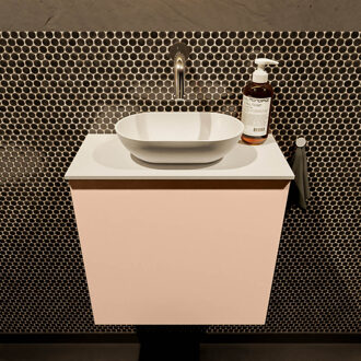 Mondiaz Fowy toiletmeubel 50cm rosee met witte waskom midden zonder kraangat