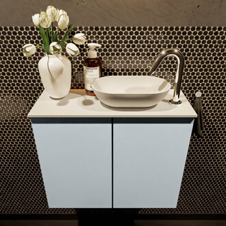 Mondiaz Fowy toiletmeubel 60cm clay met witte waskom rechts en kraangat