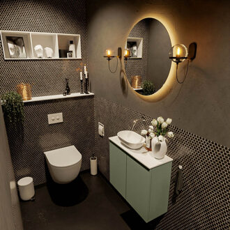 Mondiaz FOWY toiletmeubel 60cm kleur army. Waskom positie links kleur talc | talc. Zonder kraangat