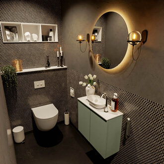 Mondiaz FOWY toiletmeubel 60cm kleur army. Waskom positie midden kleur talc | talc. Met 1 kraangat