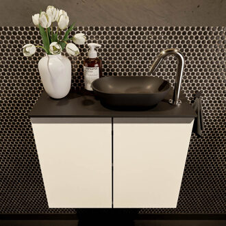 Mondiaz FOWY toiletmeubel 60cm kleur talc. Waskom positie rechts kleur urban | urban. Met 1 kraangat