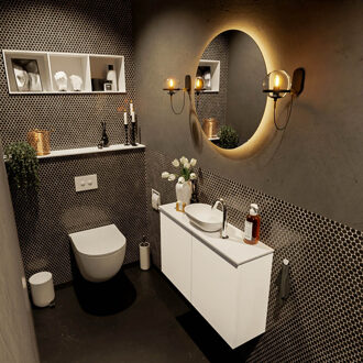 Mondiaz FOWY toiletmeubel 80cm kleur talc. Waskom positie midden kleur talc | talc. Met 1 kraangat