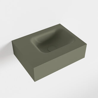 Mondiaz LEX Army vrijhangende solid surface wastafel 40cm. Positie wasbak rechts